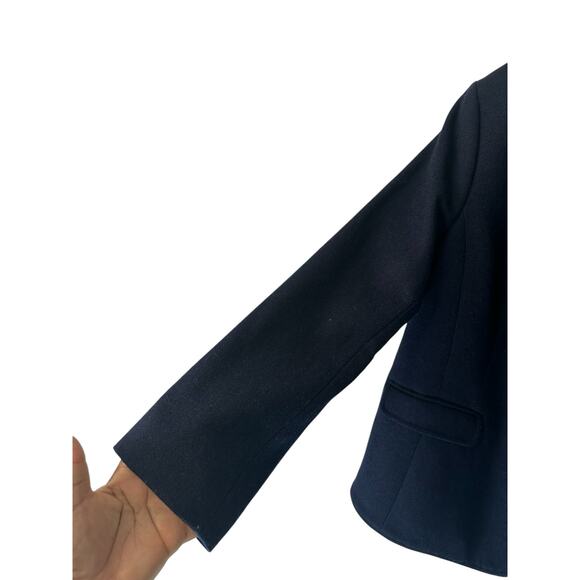 Talbots Plus Blue Office Work Herringbone Wool Blend Aberdeen Blazer Size 16 - Picture 5 of 12